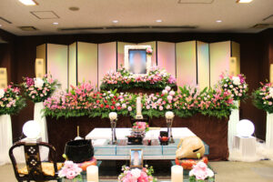 所沢市斎場 セイスペード花祭壇 １日葬 家族葬 葬儀事例
